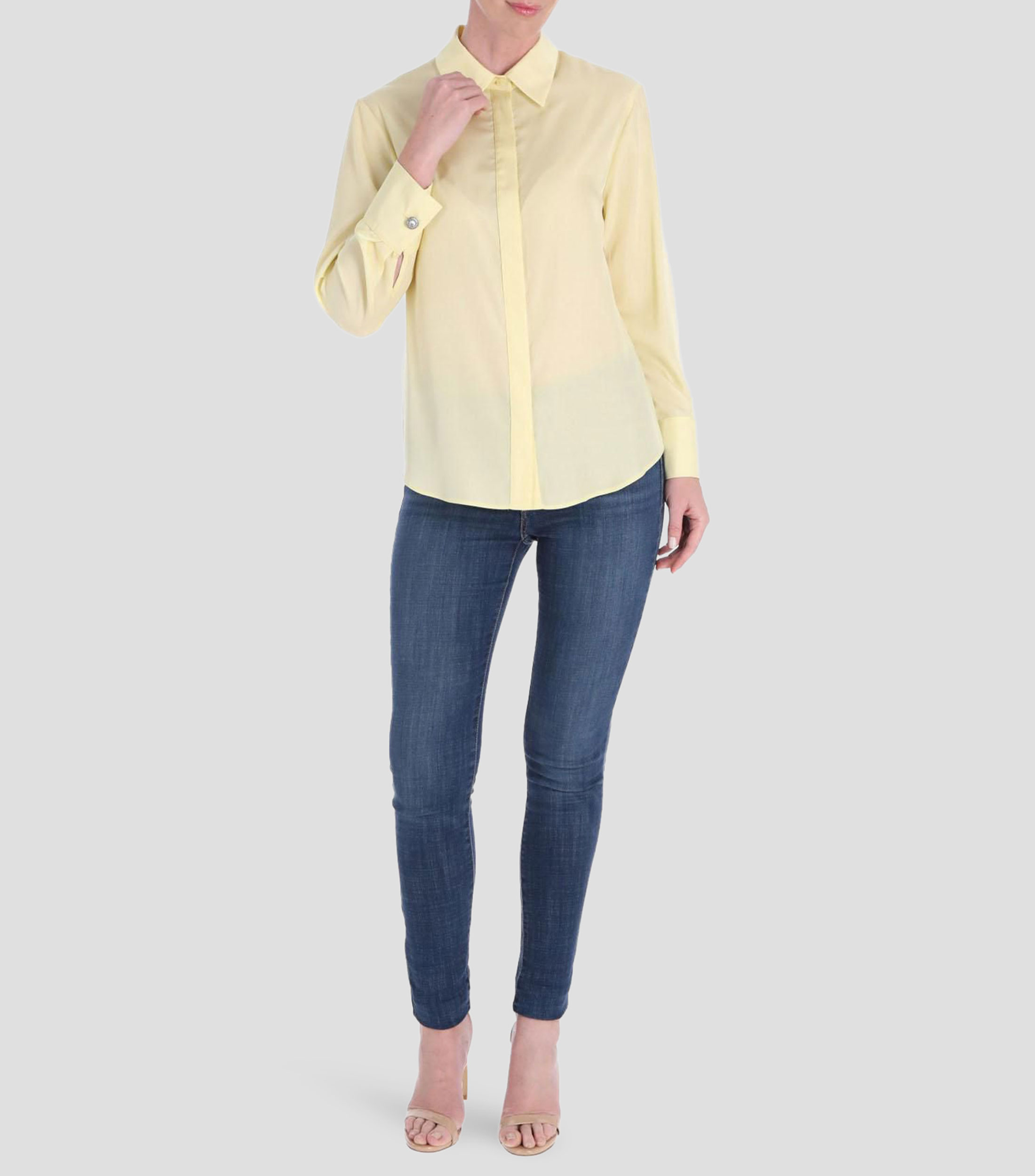 Blusa lisa manga larga Mujer